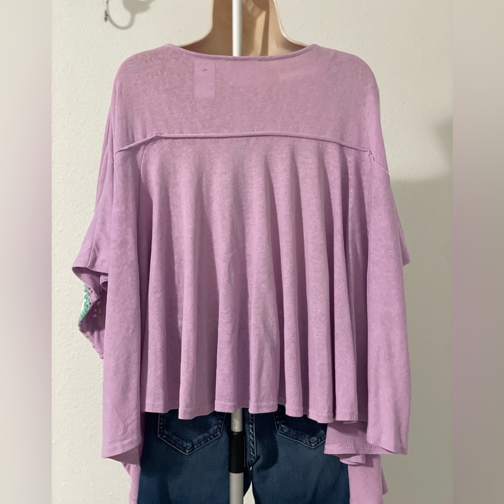 NWT SAVANNA JANE Womens Crochet Granny Square Top Purple Oversized Fit - Picture 3 of 11